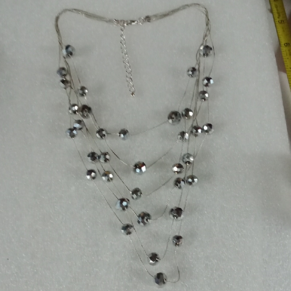 Faceted Silver Bead Necklace #A147